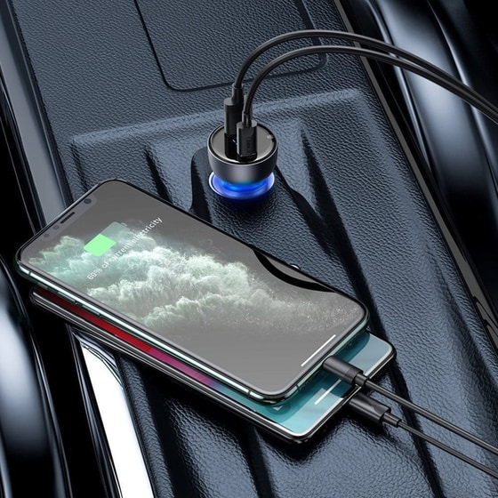 Φορτιστής Αυτοκινήτου Baseus 65W USB + Type-C - Ασημί image 5