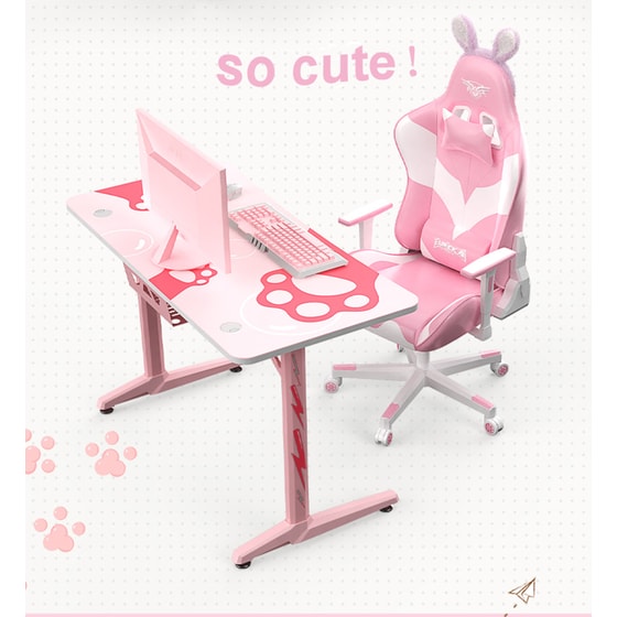 Gaming Chair Eureka Ergonomic Pink Bunny - Ροζ image 5