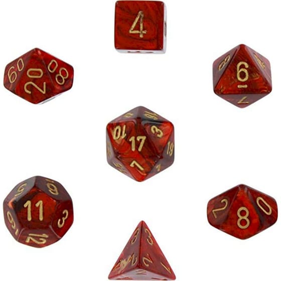 Σετ Ζάρια 7 Dice Chessex Scarab Scarlet/Gold Polyhedral image 0