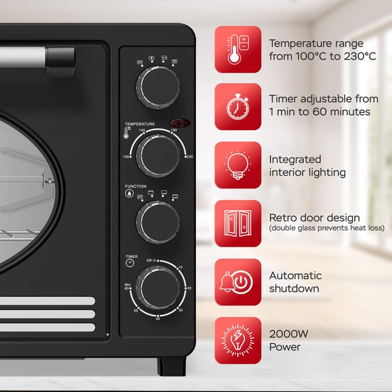 TURBOTRONIC TT-EV45R 45 Lt Μαύρο Ηλεκτρικό Φουρνάκι image 6