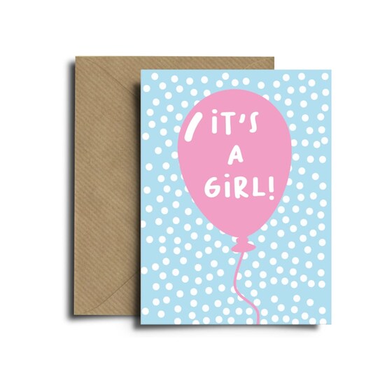 Ευχετήρια Κάρτα Spread The Magic It's a Girl Balloon Kraft Collection image 0