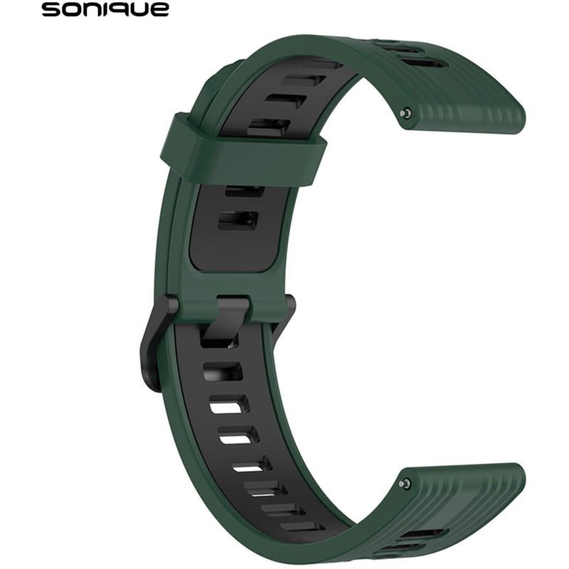 SONIQUE Λουράκι Σιλικόνης Sonique Sport Band 22mm για Amazfit GTR 3/GTR 3 Pro/GTR 2e/GTR 2/GTR 47mm/Pace/Stratos 2/3 - Πράσινο Σκούρο/Μαύρο