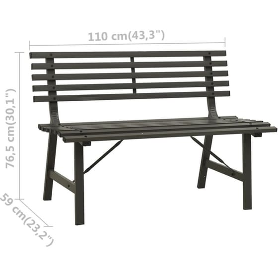 Παγκάκι Κήπου VidaXL Ατσάλινο 110x59x76.5 cm - Μαύρο image 6