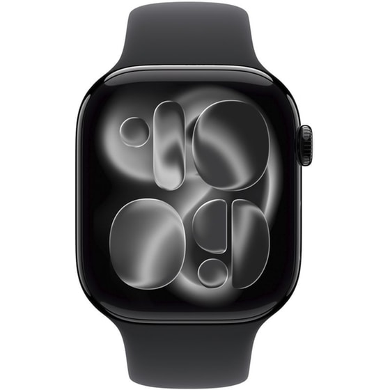 Apple Watch Series 11 GPS + Cellular 46mm Jet Black Aluminium Case with Black Sport Band - S/M image 1