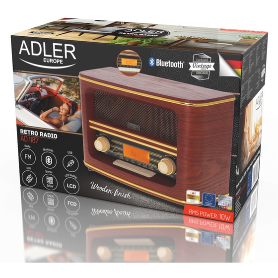 Φορητό Ραδιόφωνο Retro Adler AD1187 με Bluetooth- Καφέ image 7