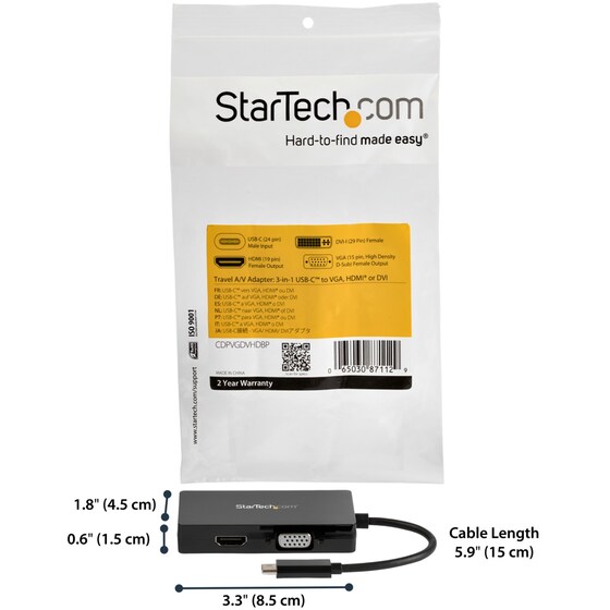 Docking Station StarTech.com CDPVGDVHDBP 3-Port συμβατό με USB-C image 5