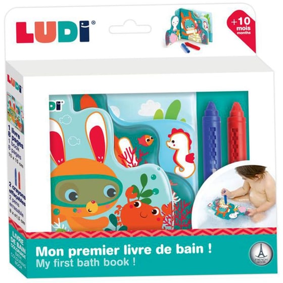 Ludi Βρεφικό Βιβλιαράκι Ζωγραφικής Μπάνιου Ludi Με Δύο Κηρομπογιές image 0