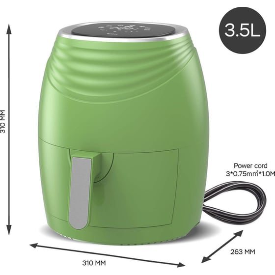 TURBOTRONIC TT-AF11D με Αποσπώμενο Κάδο 1200 W 3.5 L Πράσινο Φριτέζα Αέρος image 7
