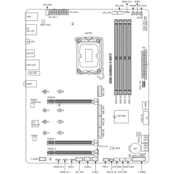 Gigabyte Z890 Gaming X WIFI 7 Motherboard ATX με Intel 1851 Socket image 1
