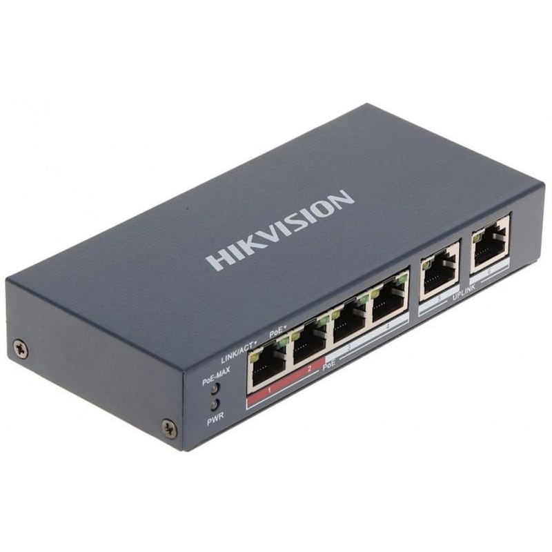 Hikvision DS-3E0106P-E/M Network Switch Unmanaged L2 4x PoE Ports, 35W, 100 Mbps