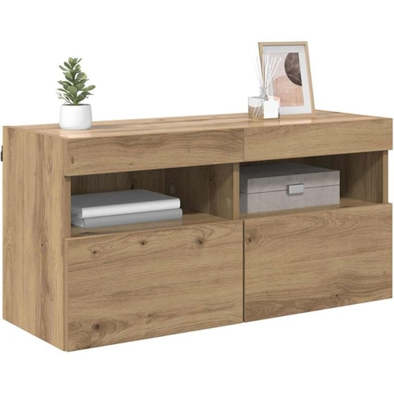Έπιπλο Τηλεόρασης VidaXL Επιτοίχιο με LED 80 x 30 x 40 cm - Artisan Δρυς image 1