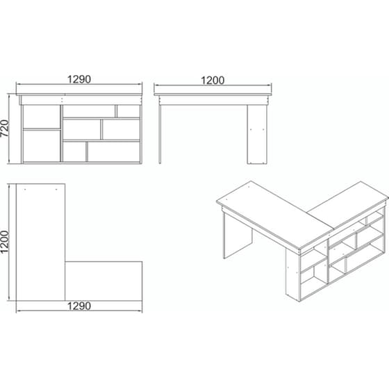 Γραφείο Γωνιακό Rosaline Pakoworld Λευκό-oak 120x129x72εκ – 176-000010 image 3