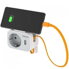 Πρίζα ρεύματος τοίχου TESSAN TS-332-DE με θύρες AC, USB-A