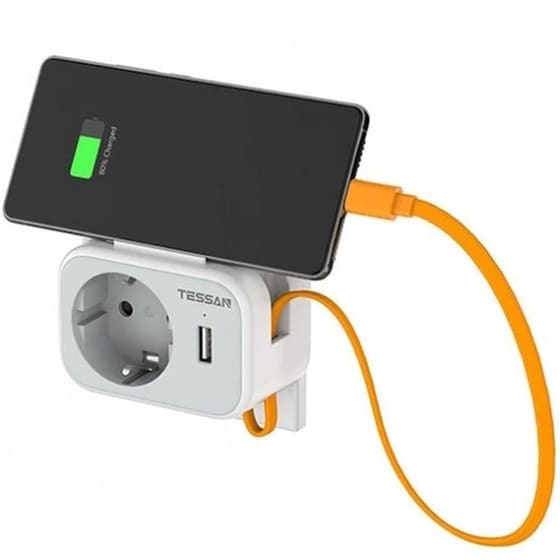 Πρίζα ρεύματος τοίχου TESSAN TS-332-DE με θύρες AC, USB-A image 0