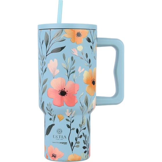 Θερμός Handled Tumbler ESTIA  Straw Tumbler XL Save the Aegean Sky Garden 900ml image 0