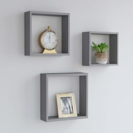 Ράφια Τοίχου VidaXL Κύβοι από MDF 24-30x10x24-30 cm 3 Τμχ - Γκρι image 1