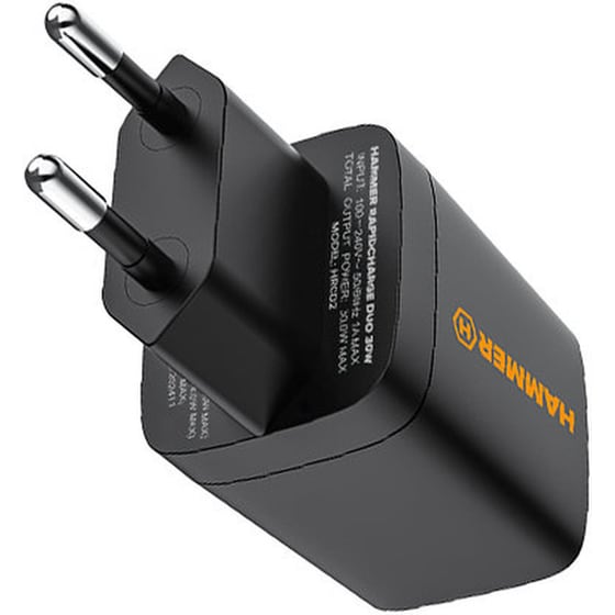 Φορτιστής Πρίζας Hammer USB-C/USB-A 30W  - Μαύρο image 1