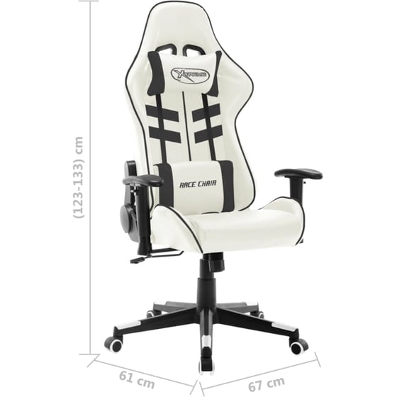 Καρέκλα Gaming VidaXL από Τεχνητό Δέρμα - Λευκή/Μαύρη image 7