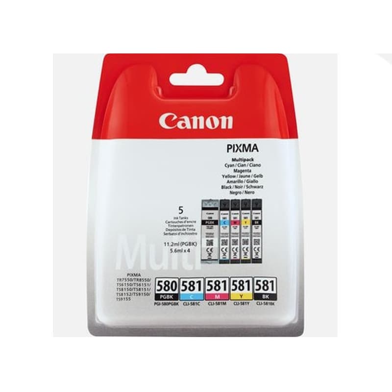 Canon PGI-580 CLI-581 Πολλαπλό Πακέτο 5 Μελανιών Εκτυπωτή 2078C005AA