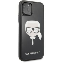 Karl Lagerfeld Double Layer Glitter Hard Case Karl #039;s Head Θήκη Προστασίας Από Σιλικόνη – Apple Iphone 11 Pro (μαύρο)