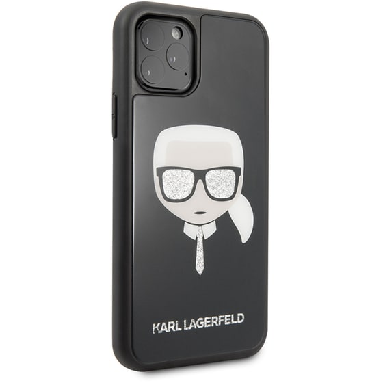 Karl Lagerfeld Double Layer Glitter Hard Case Karl #039;s Head Θήκη Προστασίας Από Σιλικόνη – Apple Iphone 11 Pro (μαύρο) image 0