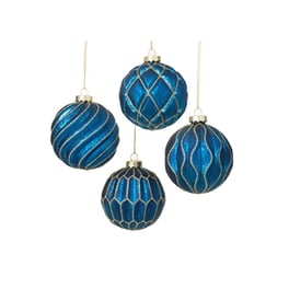 Σετ Χριστουγεννιάτικες Μπάλες Heaven Sends με Γκλίτερ (4 τεμάχια) - Μπλε