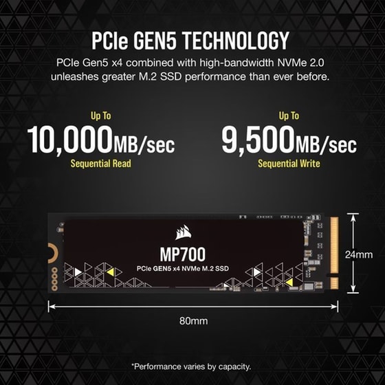 Εσωτερικός Σκληρός Δίσκος SSD Corsair MP700 1TB M.2 NVMe PCI Express 5.0 image 2