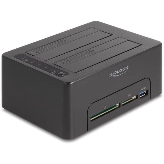 Hdd Docking Station Delock 64183 Clone Function, 2x Hdd, Cf/sd, 5gbps, Μαύρο image 0
