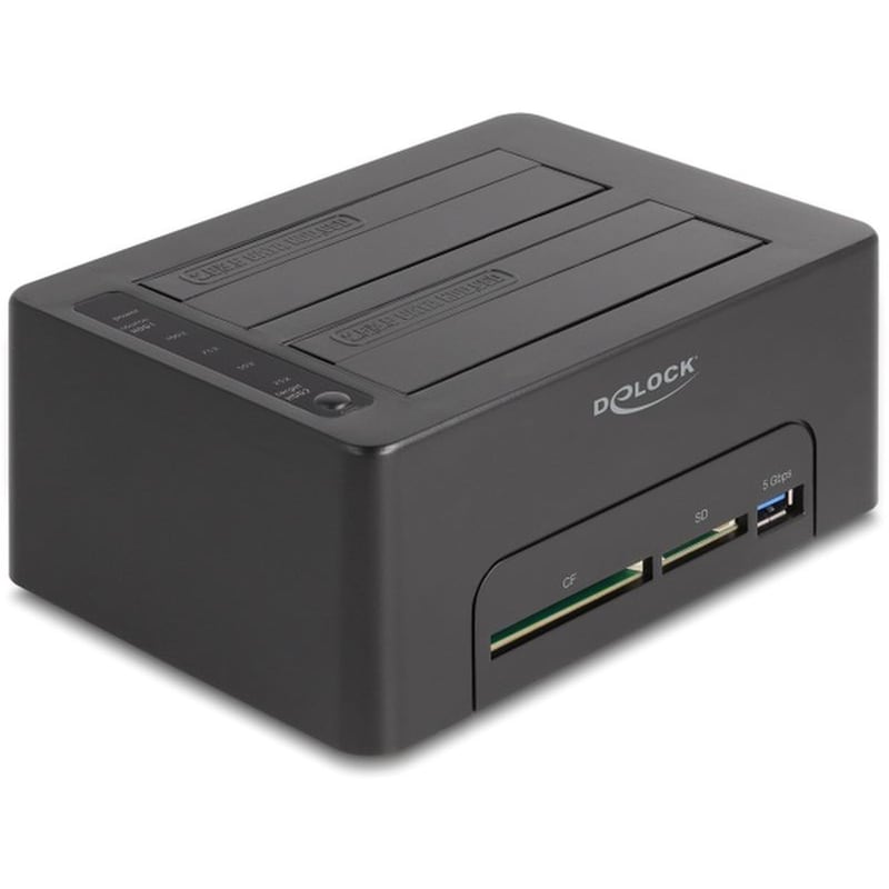 Hdd Docking Station Delock 64183 Clone Function, 2x Hdd, Cf/sd, 5gbps, Μαύρο DELOCK