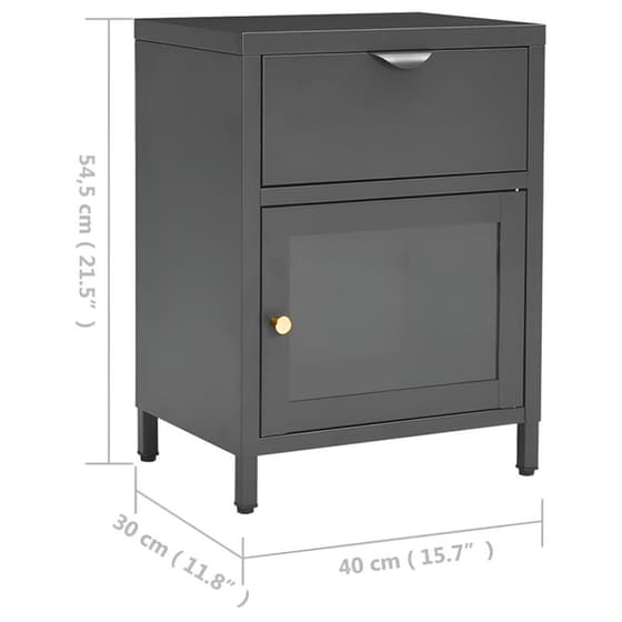 Κομοδίνο Vidaxl Μεταλλικό 40x30x54.5 cm - Ανθρακί image 7