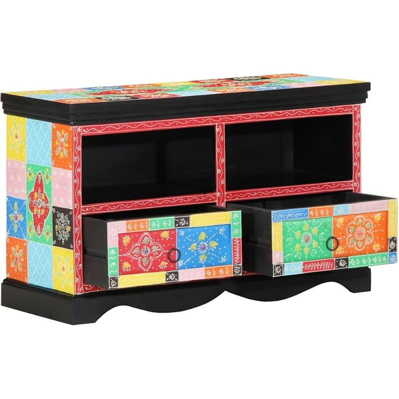Έπιπλο Τηλεόρασης VidaXL 80 x 35 x 50 cm - Πολύχρωμο Μασίφ Ξύλο Μάνγκο