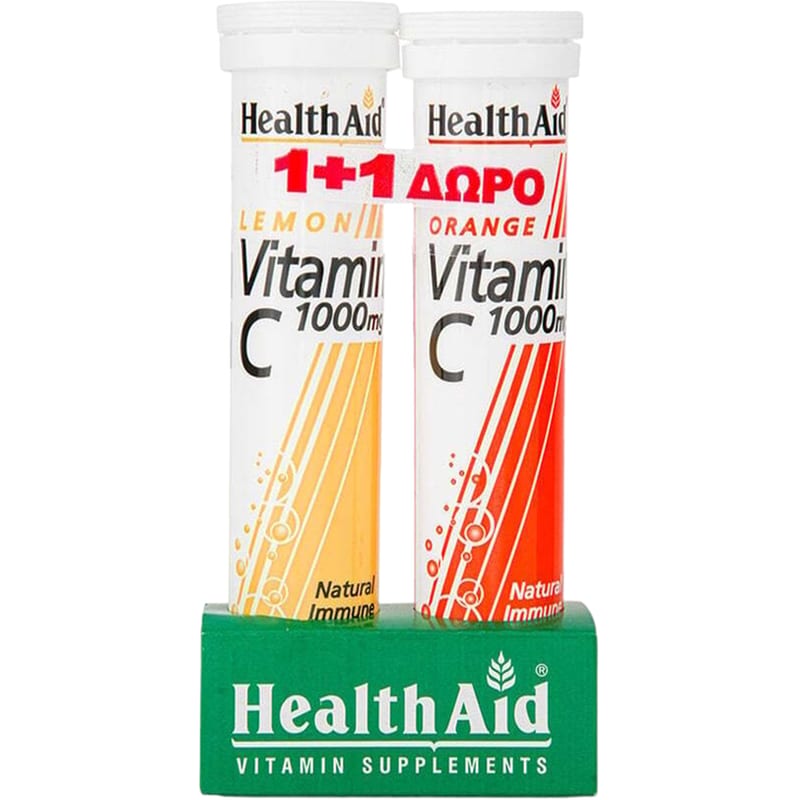 Health Aid Vitamin C Λεμόνι 1000mg - 20 ταμπλέτες + Δώρο Vitamin C Πορτοκάλι 1000mg - 20 ταμπλέτες