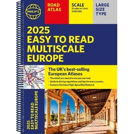 2025 Philip's Easy to Read Multiscale Road Atlas Europe