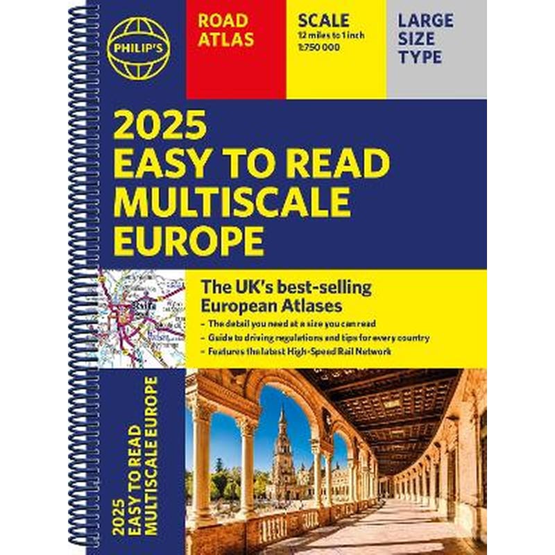 2025 Philips Easy to Read Multiscale Road Atlas Europe