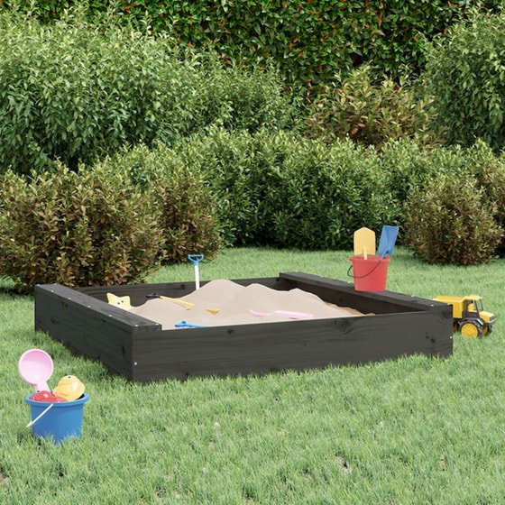 VidaXL Αμμοδόχος με Καθίσματα Τετράγωνη 111x111x20cm Ξύλινη - Γκρι image 2