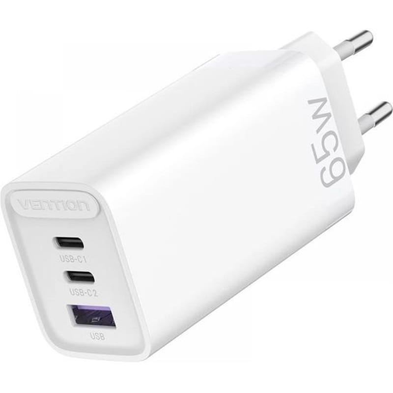 Φορτιστής Πρίζας Vention USB-C/USB-A 65W - Λευκό