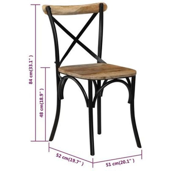 Καρέκλες Vidaxl Με Χιαστί Πλάτη από Μασίφ Ξύλο Μάνγκο 6 Τμχ - Μαύρες image 7