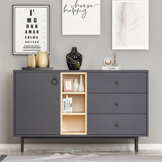 Μπουφές 24Mall Bigio από Μοριοσανίδα 130x40x48.6 cm - Ανθρακί image 2