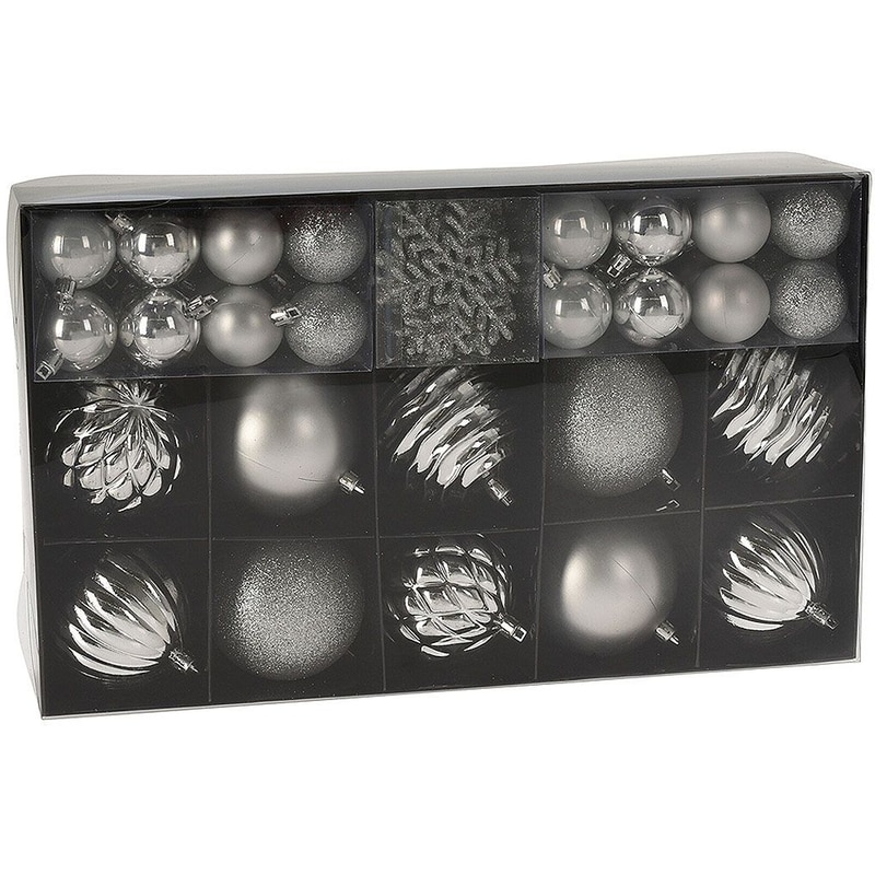 Σετ Χριστουγεννιάτικα Στολίδια K-m Silver Acs100910 Πλαστικό 50 Τμχ - Μπάλα