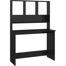 Γραφείο VidaXL με Ράφια από Μοριοσανίδα 110x45x157 cm - Γυαλιστερό Μαύρο