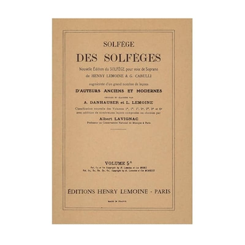 HENRY LEMOINE Solfege Des Solfeges, Vol.5a