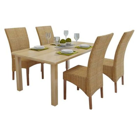 Καρέκλες Τραπεζαρίας Vidaxl από Γνήσιο Ρατάν 4 Τμχ - Καφέ image 2