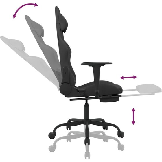 Καρέκλα Gaming VIDAXL 3143725 με Υποπόδιο - Μαύρη image 5
