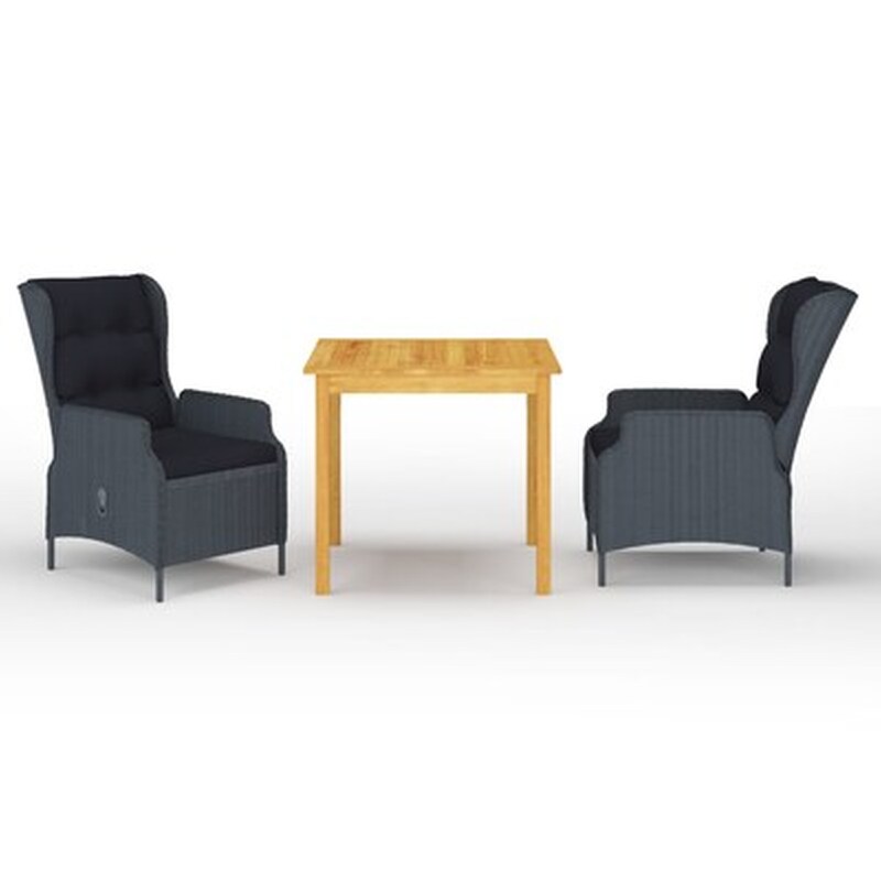 Vidaxl Σετ Τραπεζαρίας Κήπου 3 Τεμαχίων Σκούρο Γκρι VIDAXL