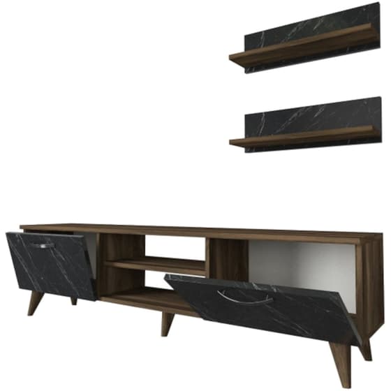 Έπιπλο Τηλεόρασης 24Mall Pianosa από Μοριοσανίδα 150x29.5x40.6 cm - Καρυδί/Μαύρο image 2