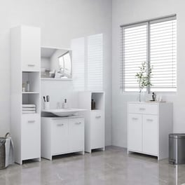Vidaxl Σετ Επίπλων Μπάνιου 4 Τεμαχίων Λευκό Από Μοριοσανίδα