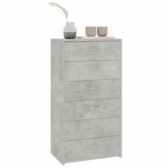 Vidaxl Συρταριέρα Με 6 Συρτάρια Γκρι Σκυροδ. 50x34x96 Εκ. Μοριοσανίδα image 3
