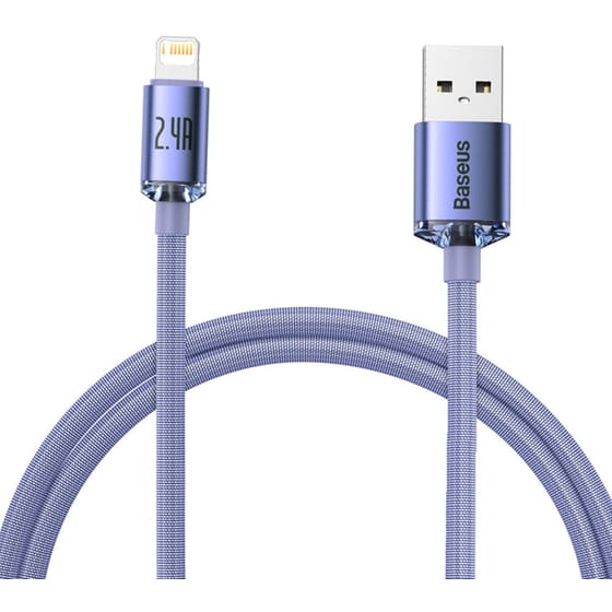 Καλώδιο δεδομένων Baseus Crystal Shine Series Usb to Lightning 2.4A 1.2m - Λιλά image 0