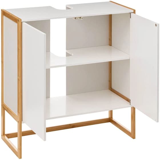 Ντουλάπι Μπάνιου Νιπτήρα Spitishop F-v Natureo White 174889a από Bamboo/MDF 70x33x80cm - Λευκό/Χρυσό image 1