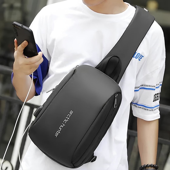 Τσαντάκι Ώμου Crossbody Arctic Hunter XB-00081-BK με Θύρα USB - 5.8lt- Μαύρο image 9
